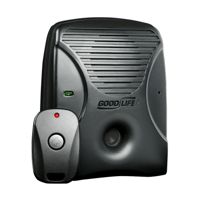 Dog Silencer® MAX with its included remote control.Open Box Dog Silencer MAX – ultrasonic no-shock bark control device for stubborn dogs, reduces barking up to 300 feet, 1-year warranty