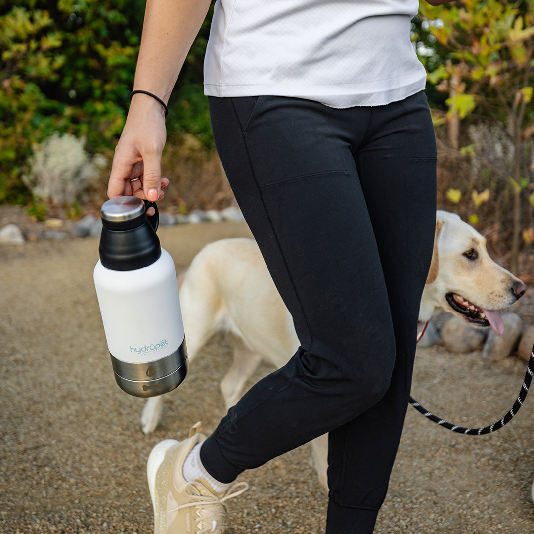 HydroPet Stainless Steel Dog Water Bottle with Dual Bowls (32 oz / 64 oz)